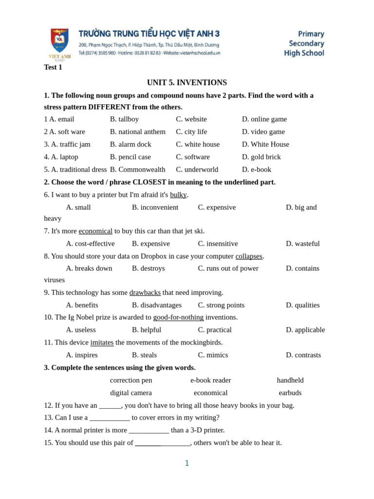 Inventions: Vocabulary and Exercises | PDF | Dolphin | Invention