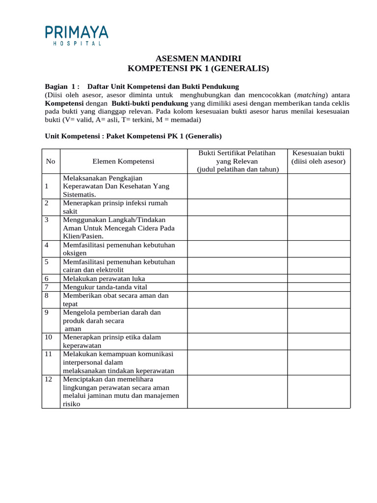 Form Asesmen Mandiri Pdf