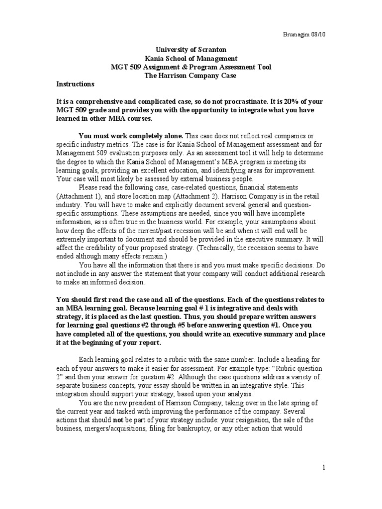 Strategic Analysis and for Improving Performance at The Harrison Company PDF