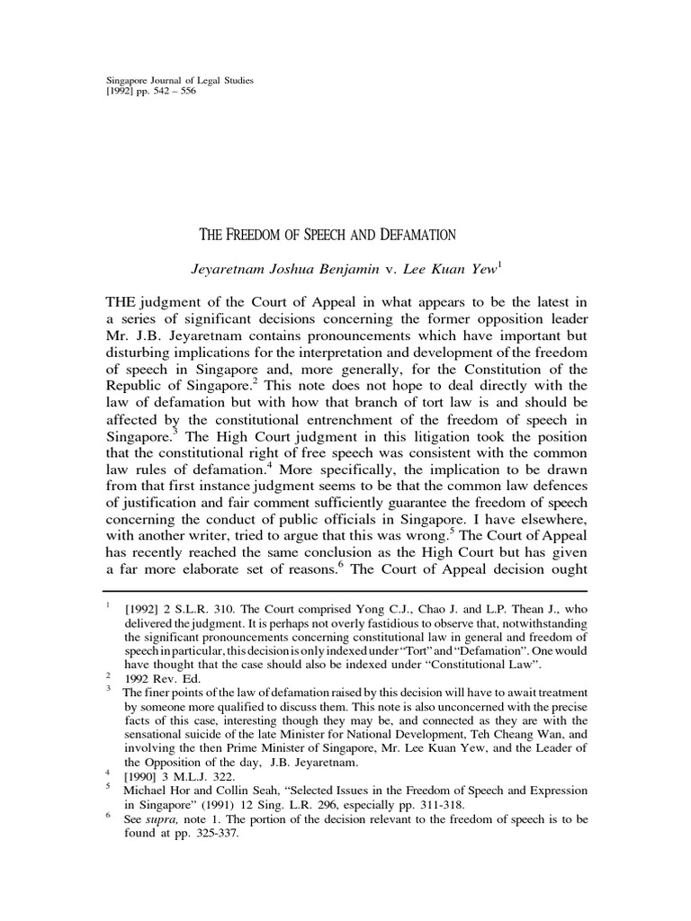 Freedom of Speech and Defamation | PDF | Defamation | First Amendment ...