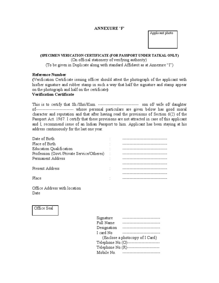 Documents Required For Tatkal Passport Renewal In Canada