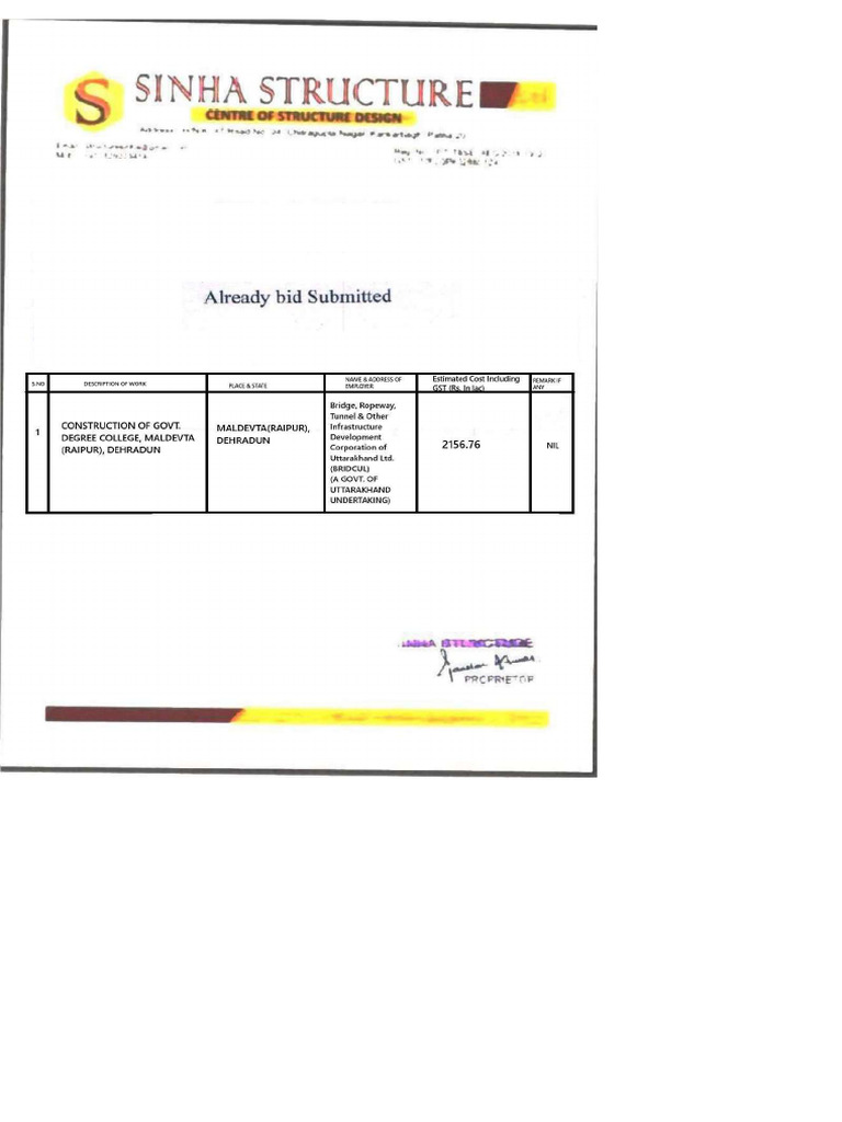 Already Bid Submitted | PDF