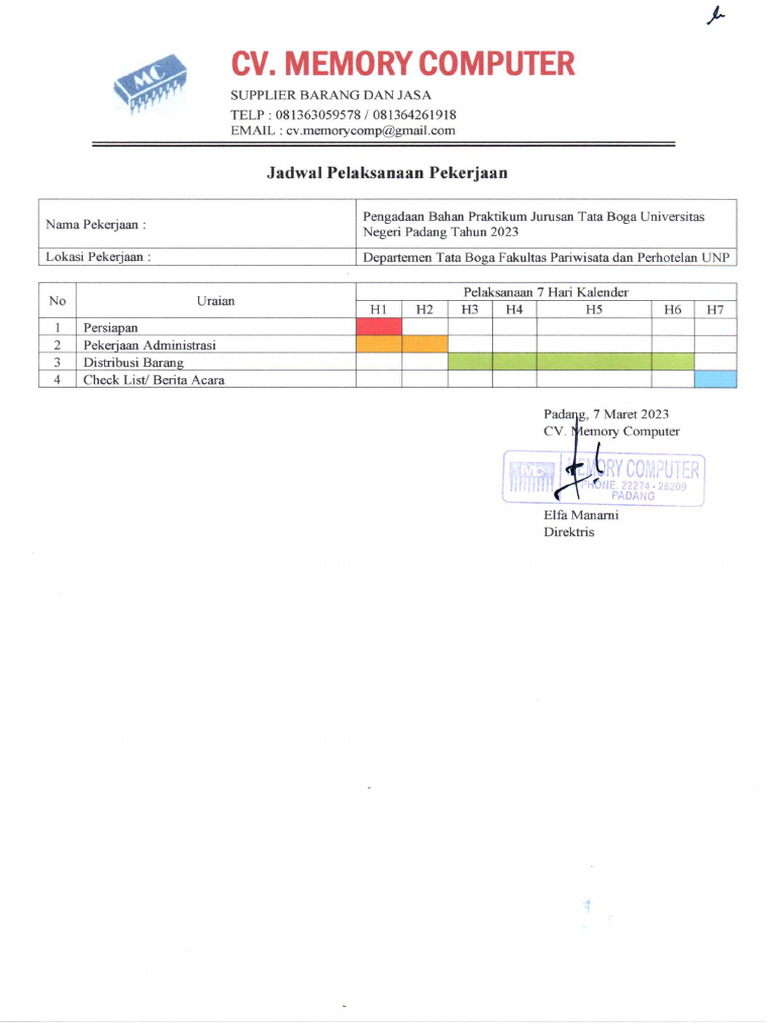 Jadwal Pengiriman Mc Pdf