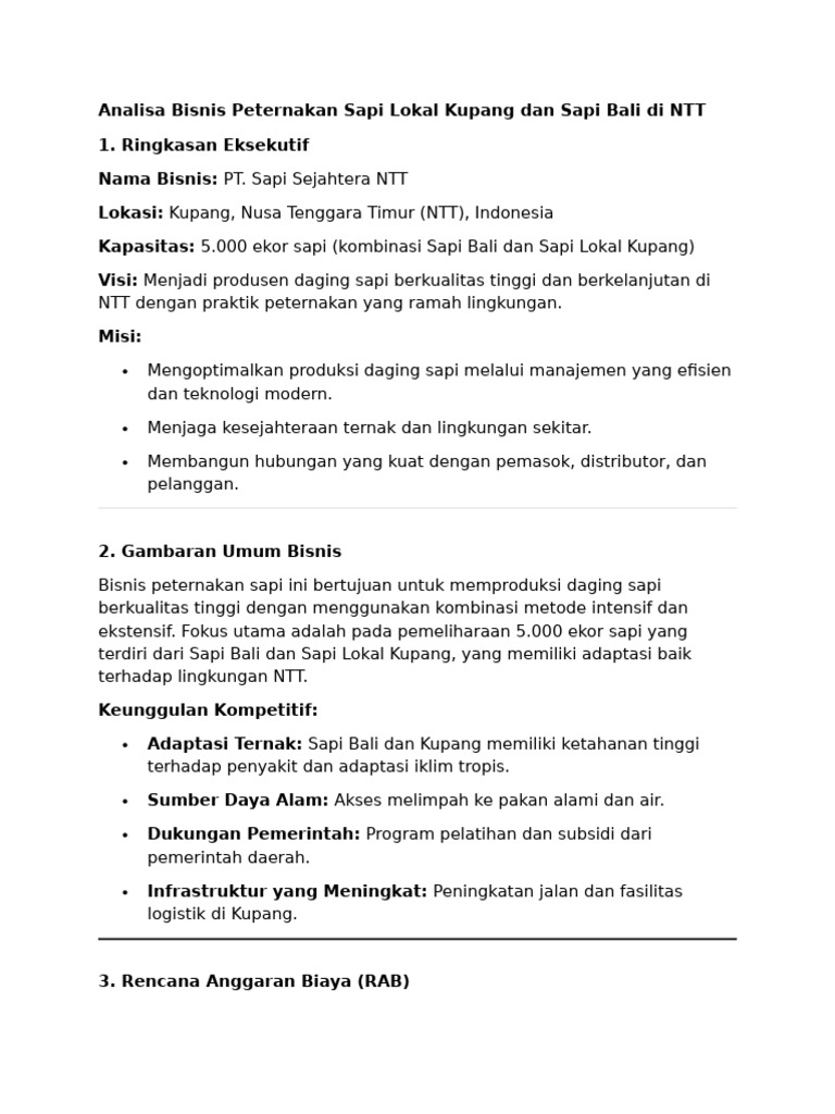 Analisa Ternak Sapi 5 Ekor di NTT | PDF