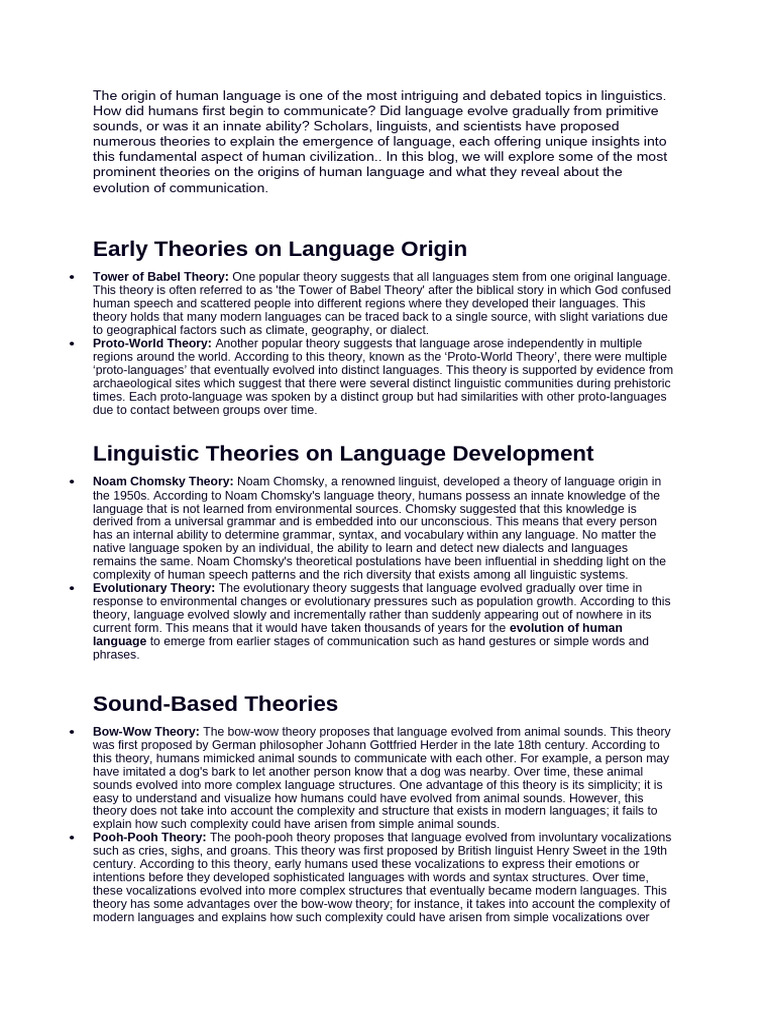 Human Language Is One of The Most Intriguing and Debated Topics in ...