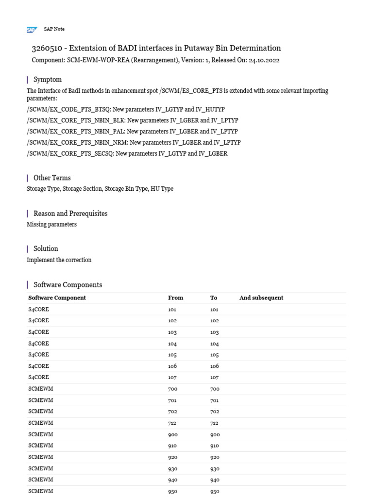 Extentsion of BADI Interfaces in Putaway Bin Determination | PDF ...