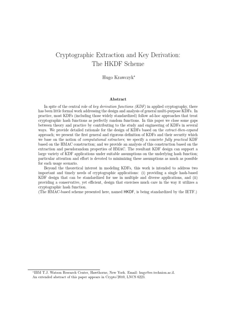 HKDF: A Key Derivation Function Analysis | PDF | Key (Cryptography ...