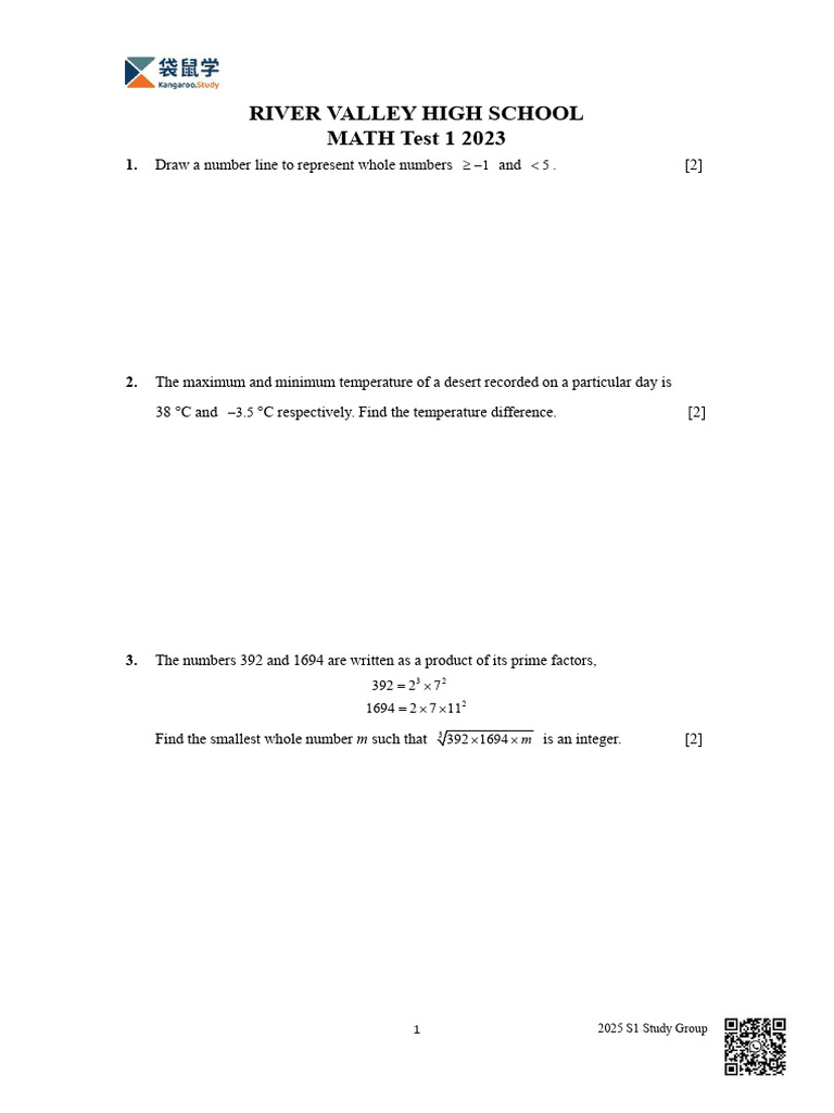 River Valley High Schoo Math Term1 2023 | PDF | Numbers | Prime Number