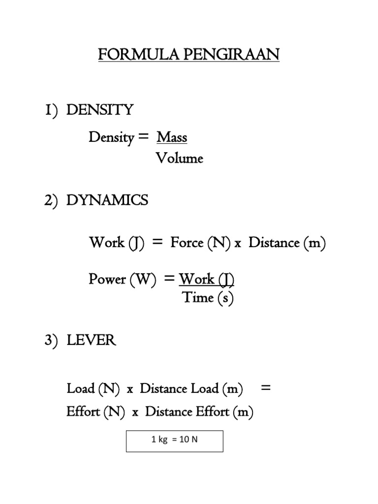 Formula Pengiraan Sains Pmr Pdf