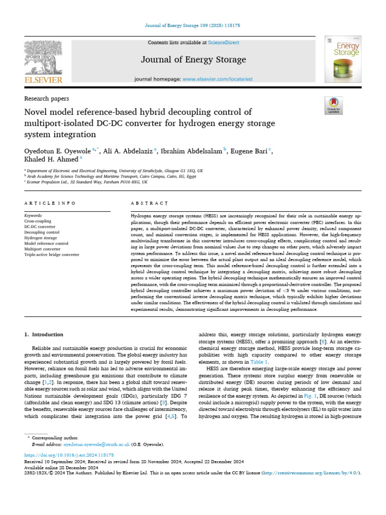 Novel Model Reference-Based Hybrid Decoupling Control of Multiport ...