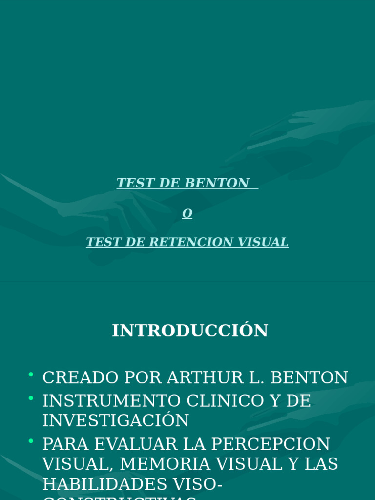 Test de Benton Retension Visual | PDF | Neurociencia