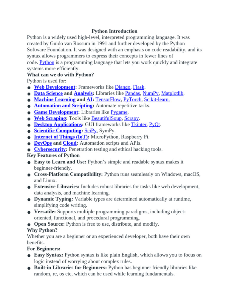 Introduction to Python Programming | PDF | Python (Programming Language ...