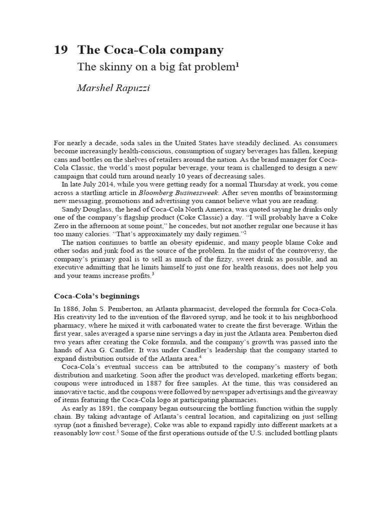Comany Case - Marketing Ethics-19 The Coca-Cola Company The Skinny On A ...