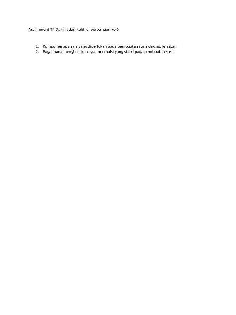 Assignment TP Daging Dan Kulit - Pertemuan Ke 6 | PDF