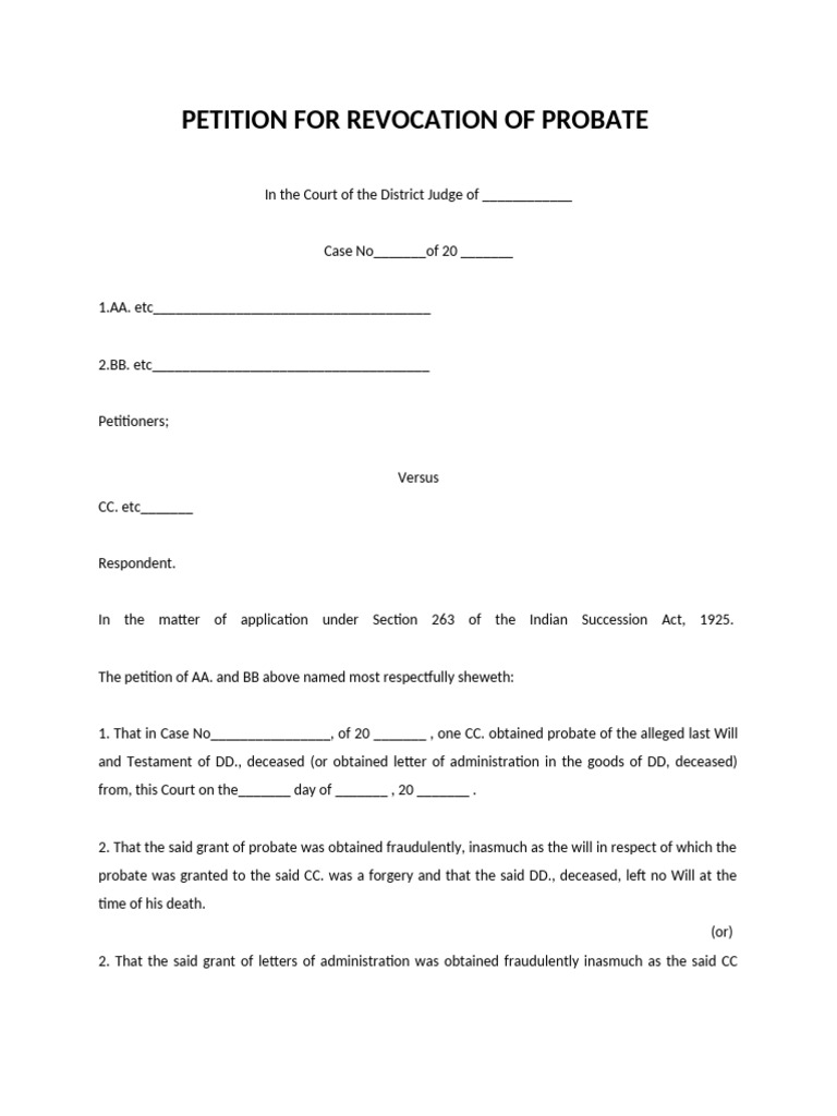 Petition For Revocation of Probate | PDF