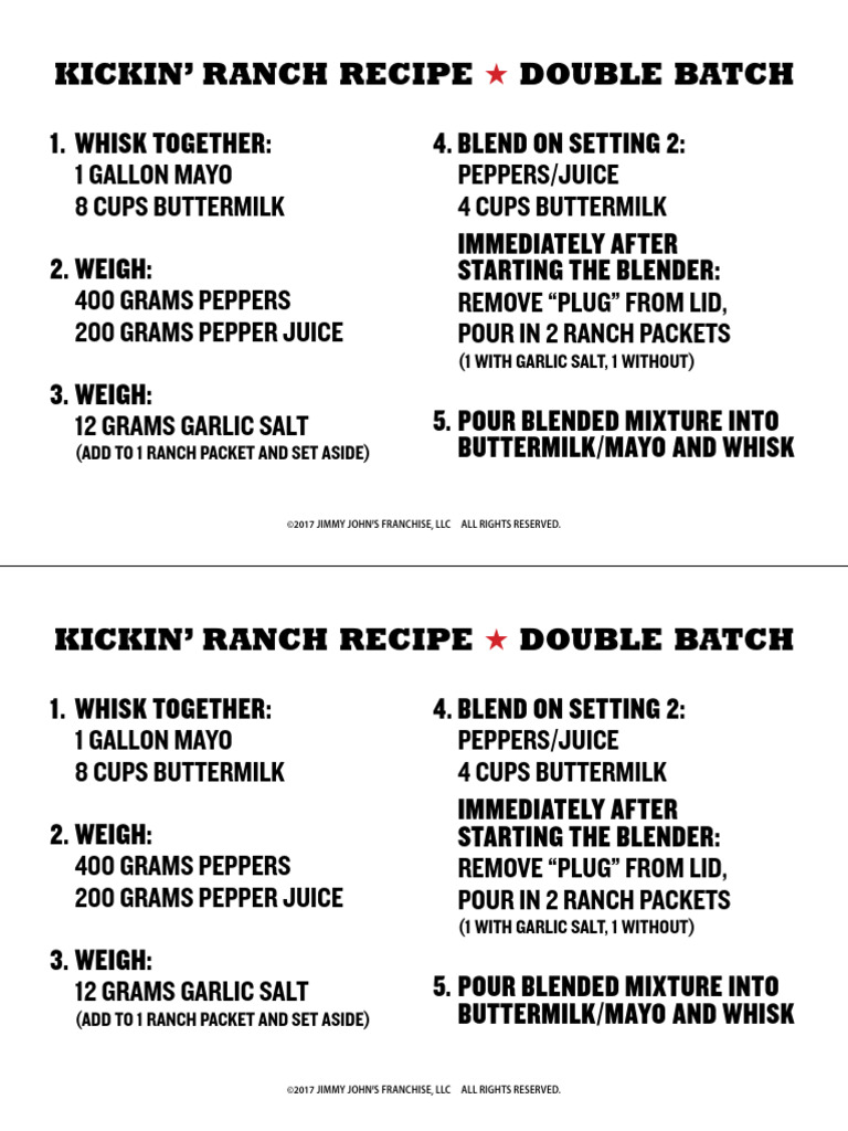 Kickin Ranch Recipe Half-Sheet | PDF | Foods