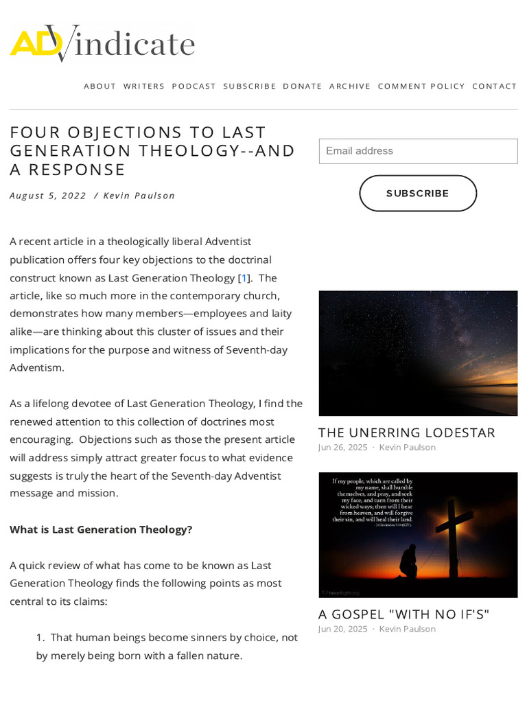 Four Objections to Last Generation Theology | PDF | Jesus | Satan