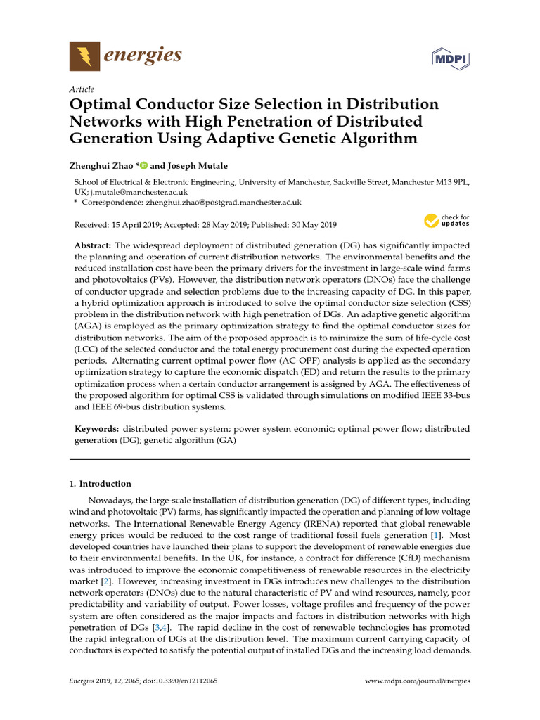 Optimal Conductor Sizing for DG Networks | PDF | Mathematical ...