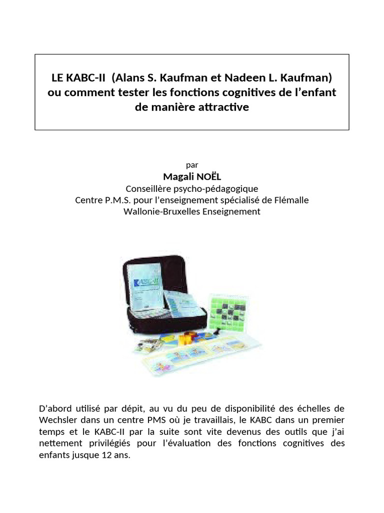 Évaluation cognitive des enfants avec KABC-II | PDF | Mémoire ...
