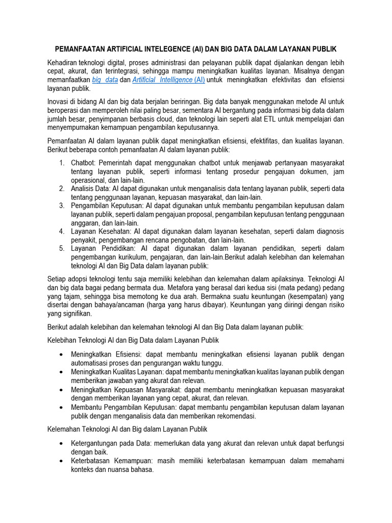 AI dan Big Data untuk Layanan Publik | PDF