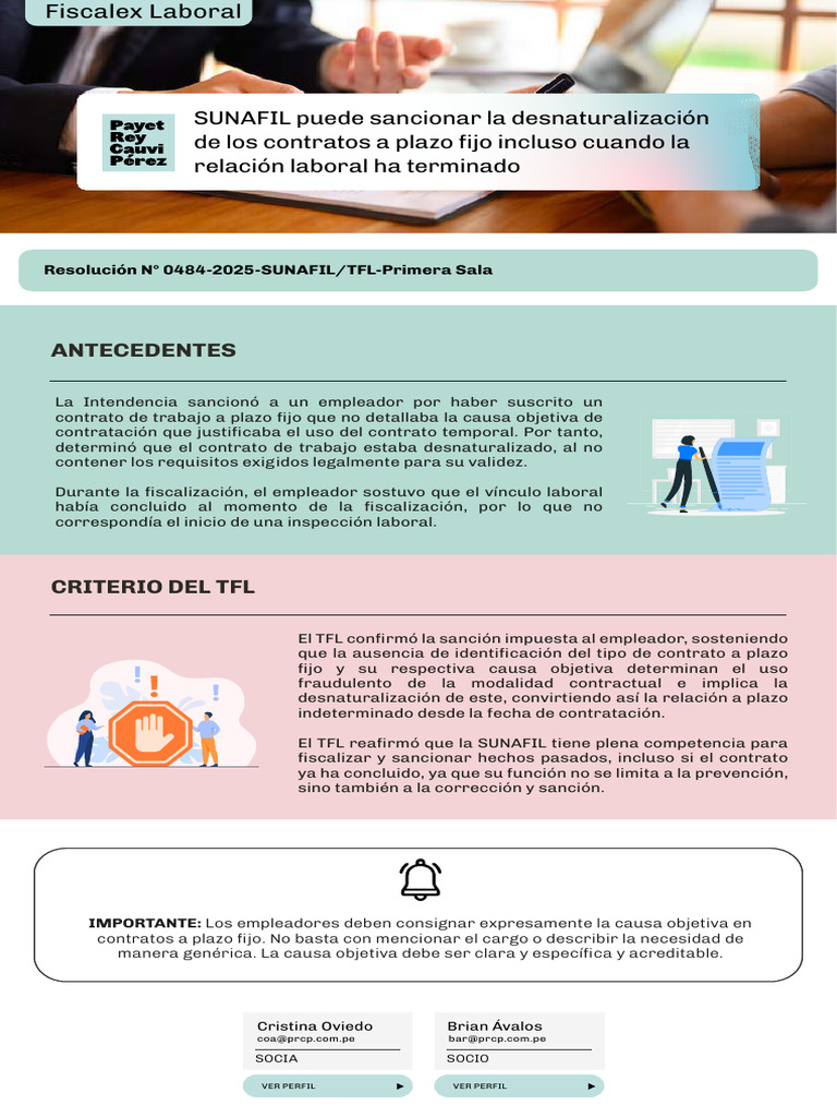 RTFL 484-2025 - Desnaturalización de los contratos a plazo fijo incluso ...