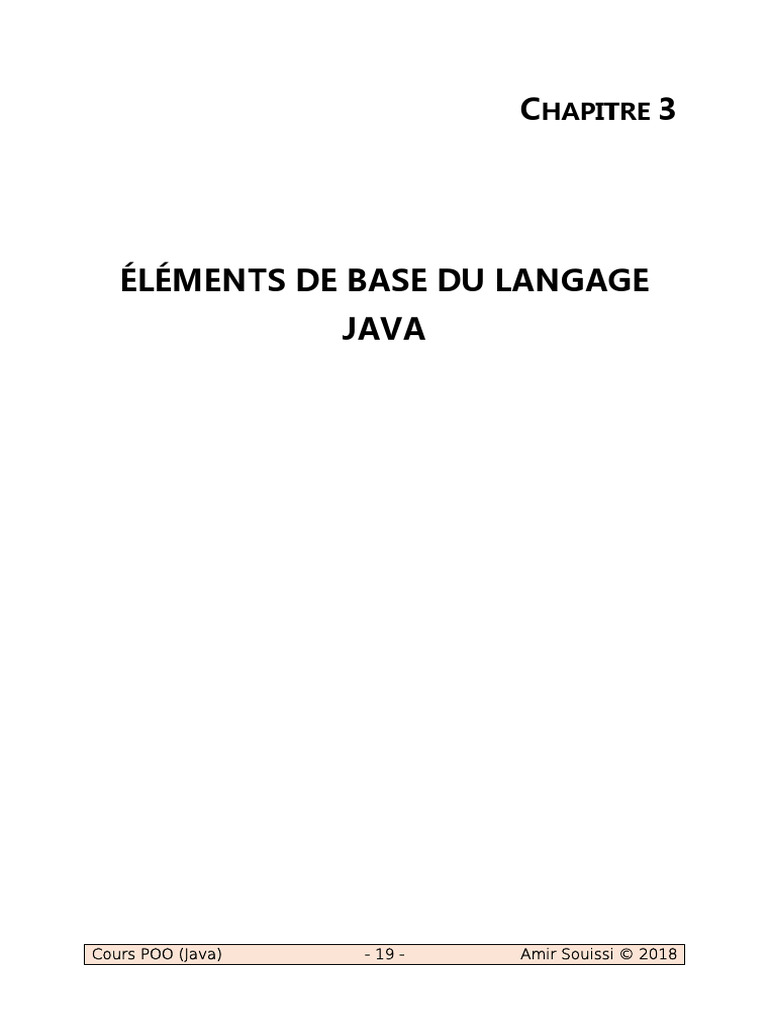 Éléments de Base du Langage Java | PDF | Java (Langage de programmation ...