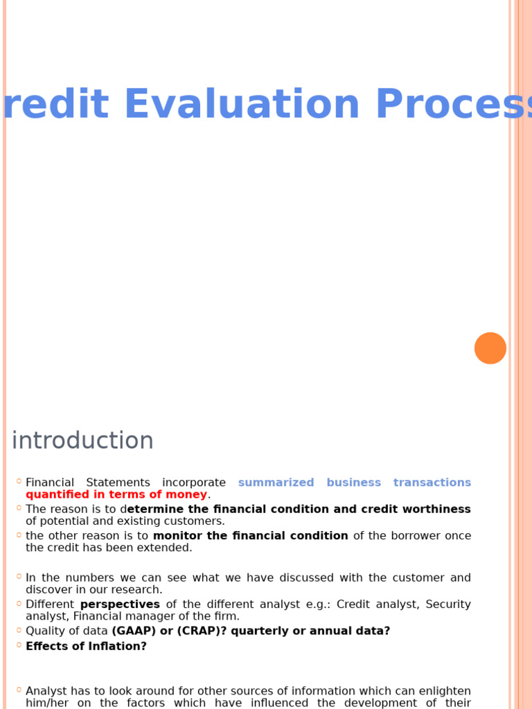 Credit Evaluation and Financial Analysis Guide | PDF | Credit Rating ...