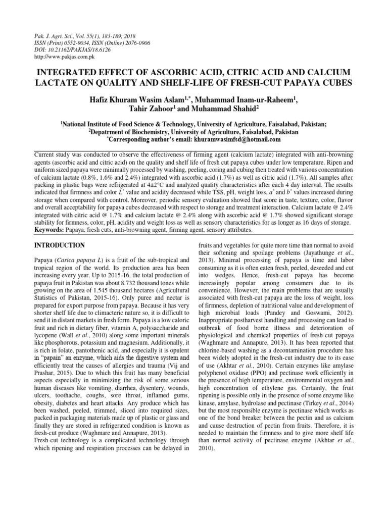 Integrated Effect of Ascorbic Acid Citri | PDF | Taste