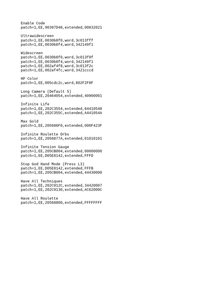 Game Cheat Codes and Patches Guide | PDF