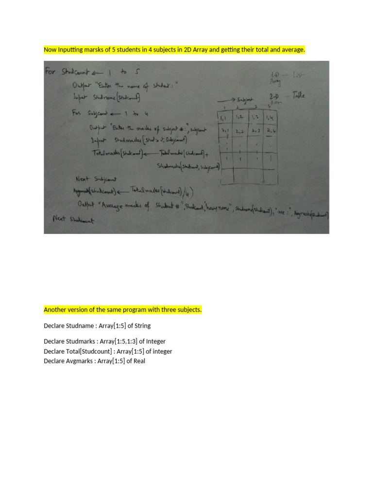 Student Marks Input and Analysis Program | PDF