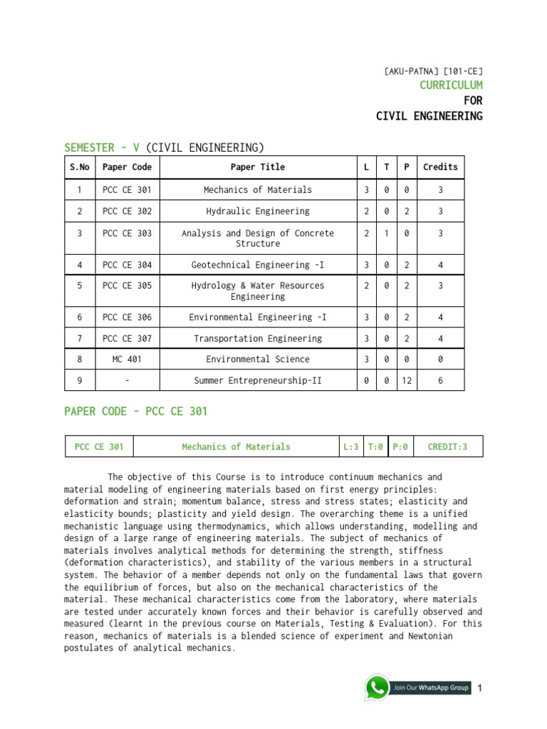 Civil Engineering Semester V Curriculum | PDF | Soil Mechanics | Dam