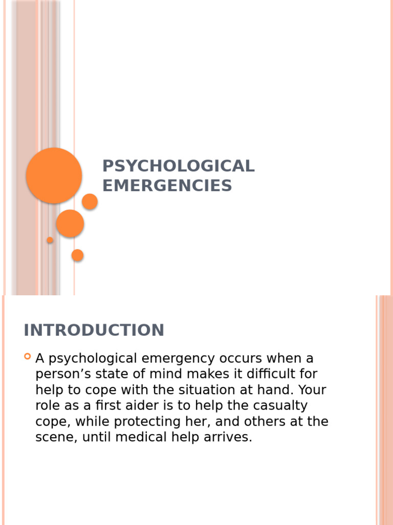 First Aid for Psychological Emergencies | PDF | Panic Attack | Hysteria