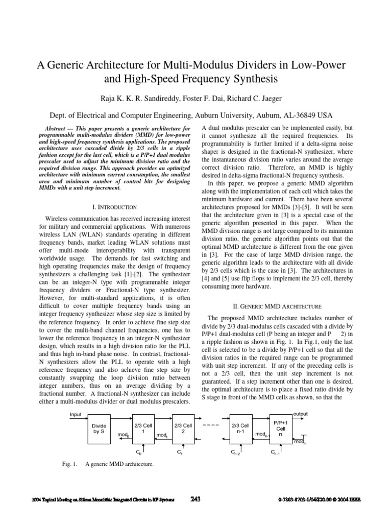 Generic MMD Architecture for Synthesis | PDF | Electronic Circuits ...