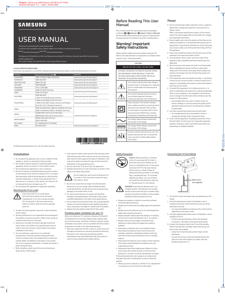 Samsung User Manual for 43