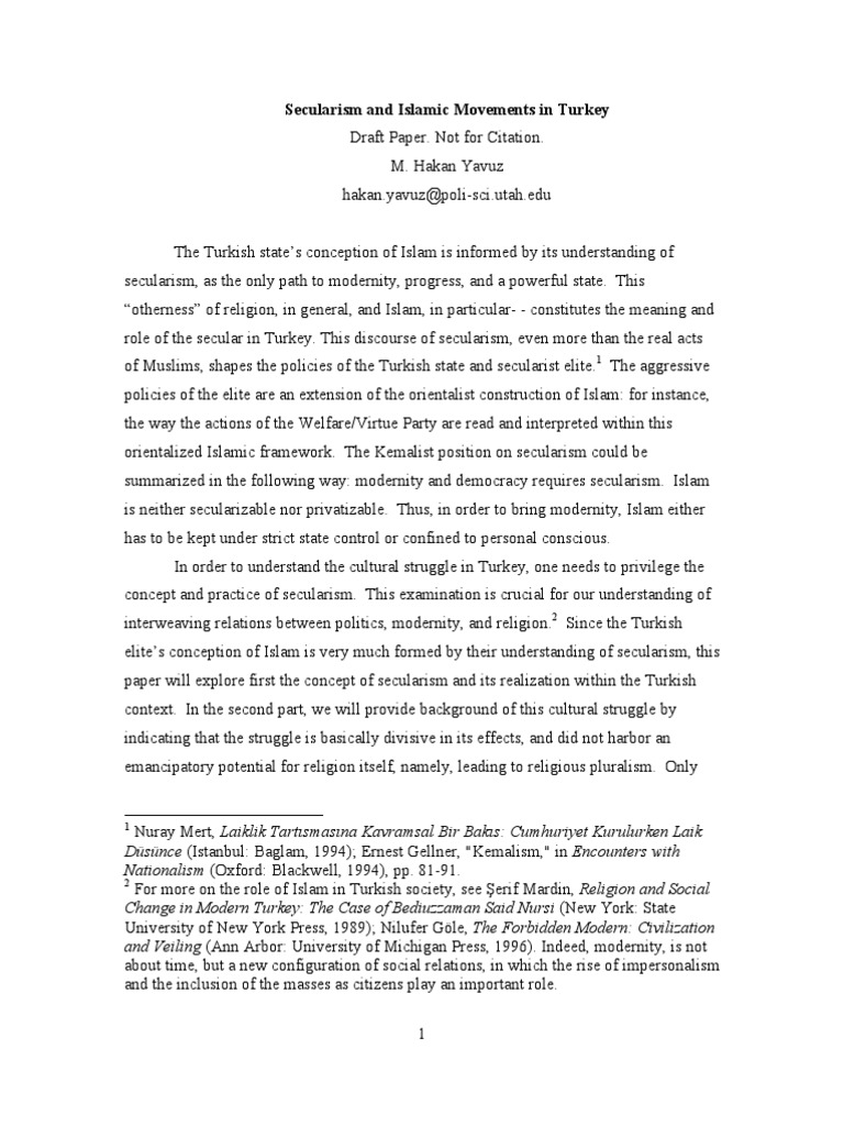Secularism and Islam in Turkey's Politics | PDF | Secularism | Mustafa ...