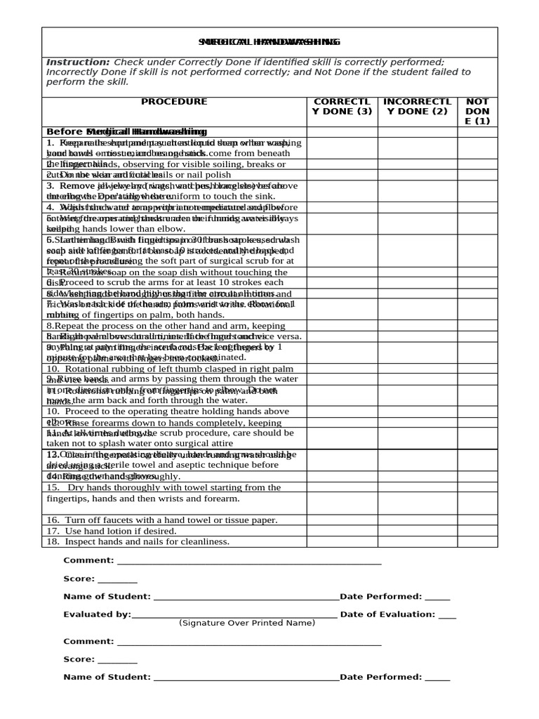 Surgical Handwashing Procedures Guide | PDF | Hand Washing | Hand