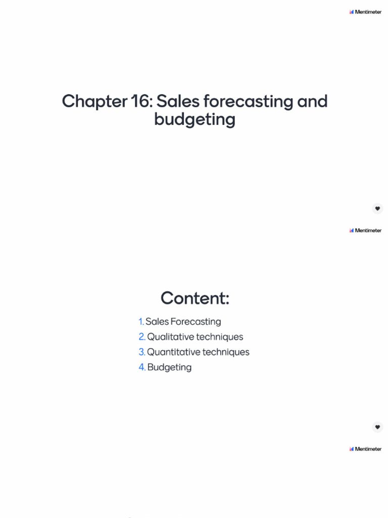 Chapter 16 - Sales Forecasting and Budgeting | PDF