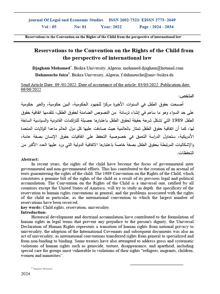 Child Rights Reservations in International Law | PDF | Treaty | Human ...
