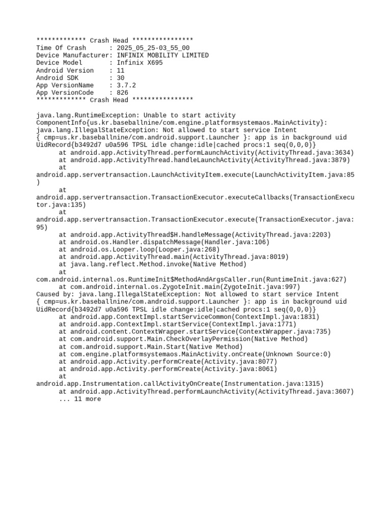 Infinix X695 Crash Report Analysis | PDF | Java (Programming Language ...