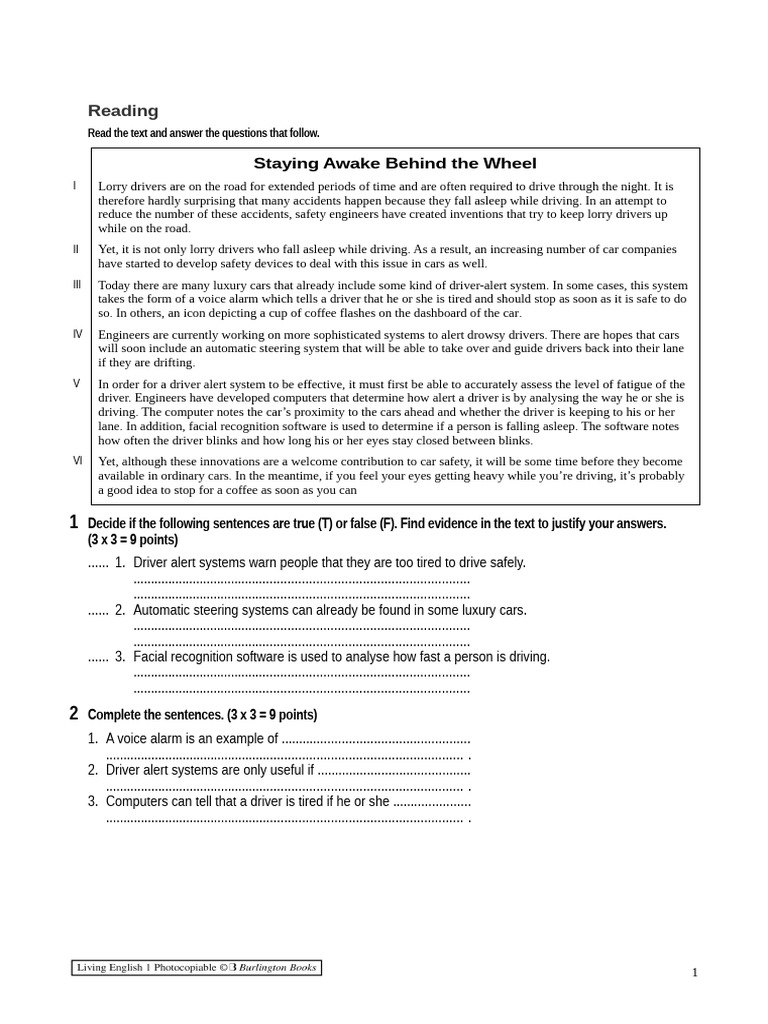 Staying Awake Behind The Wheel Listening Practice 1 Bach | PDF | Truck ...