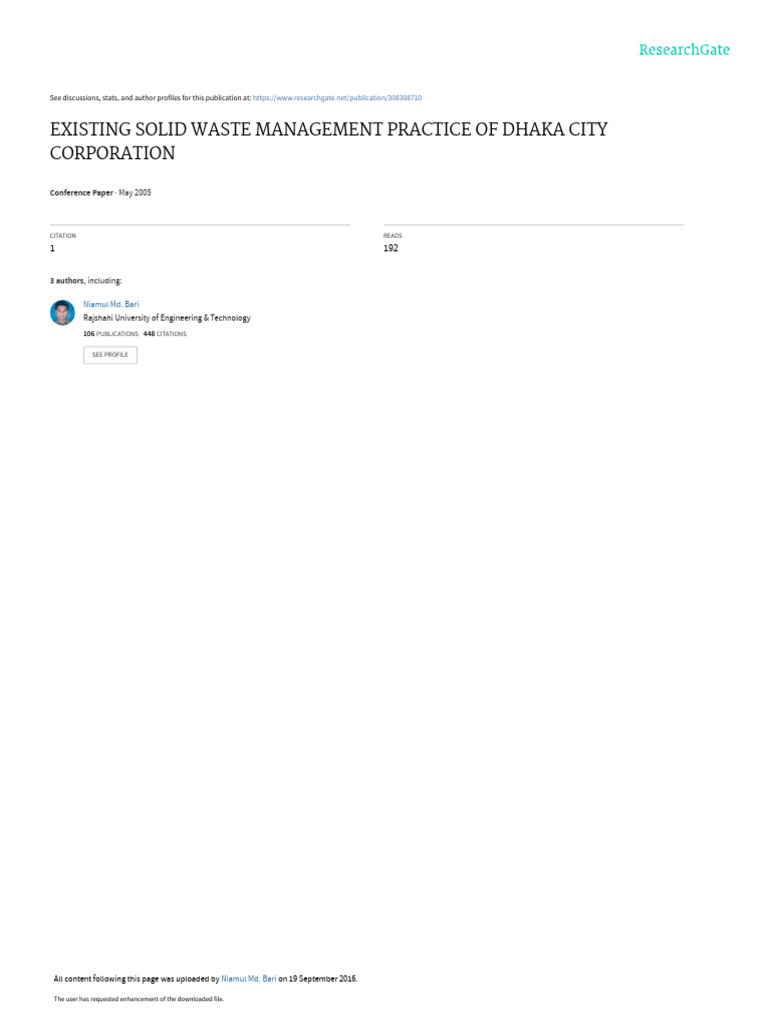Dhaka City Solid Waste Management Study | PDF | Landfill | Municipal ...
