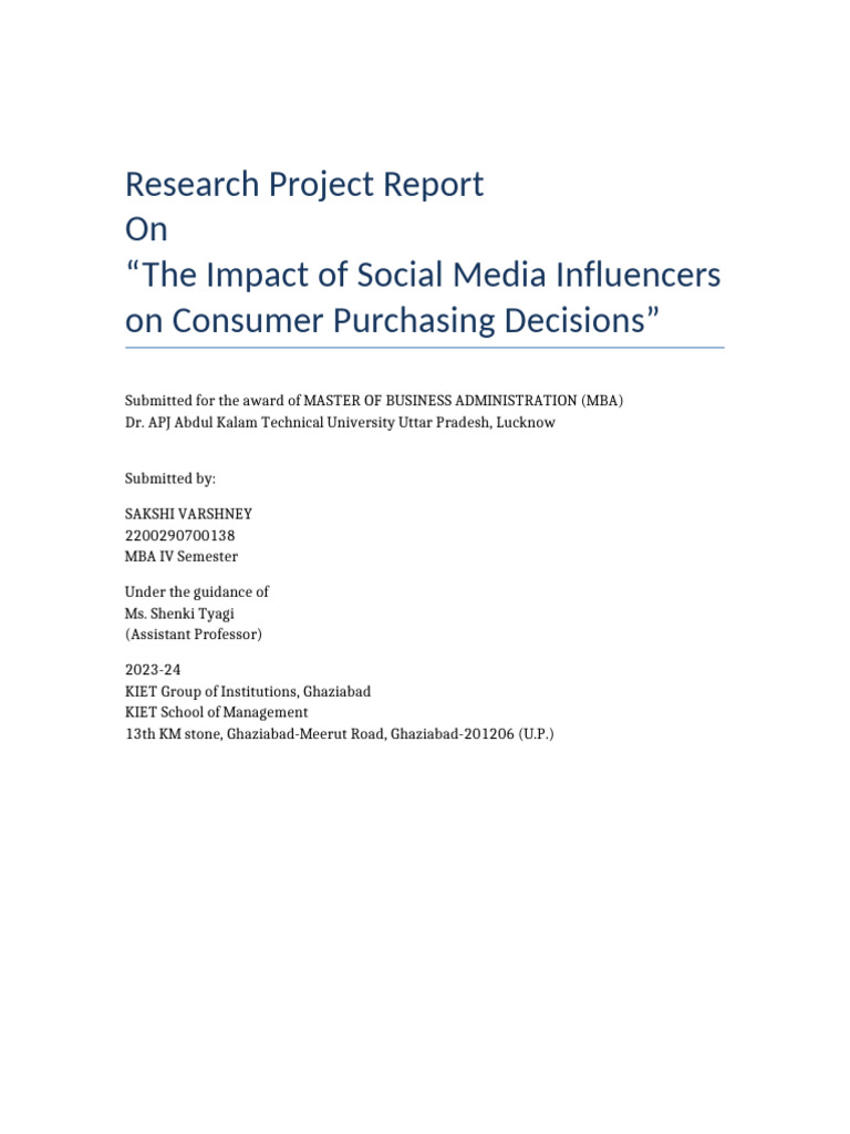 Social Media Influencer Report | PDF