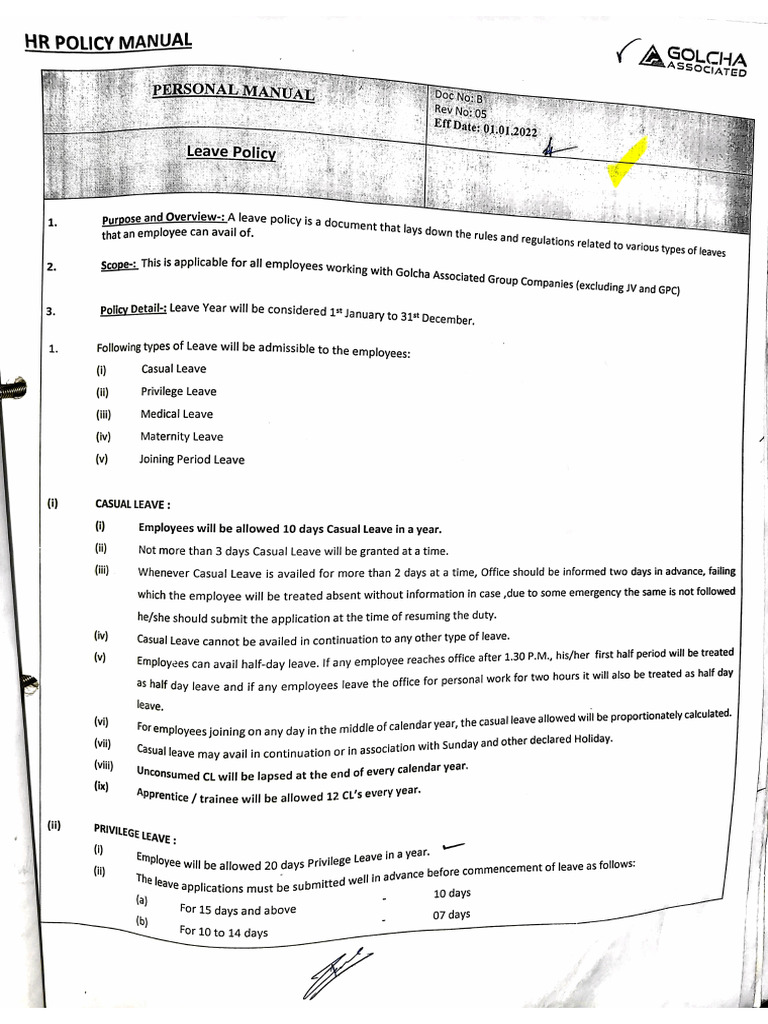 Leave Policy | PDF