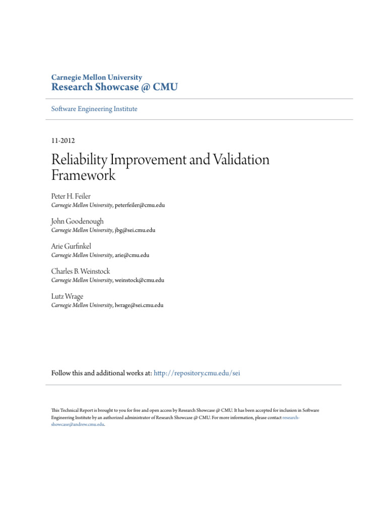 Reliability Improvement Framework Report | PDF | Reliability ...