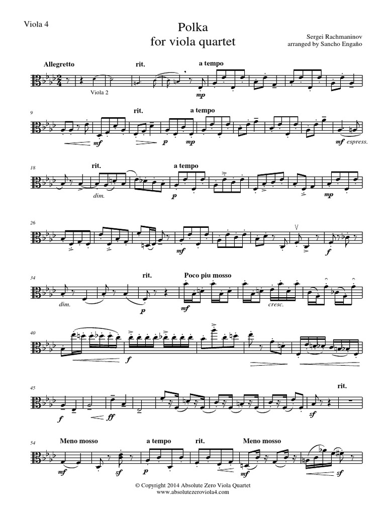 Polka Rachmaninov Viola 4 | PDF | Tempo | Elements Of Music