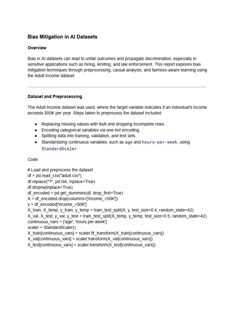 AI Dataset Bias Mitigation Techniques | PDF | Cognition