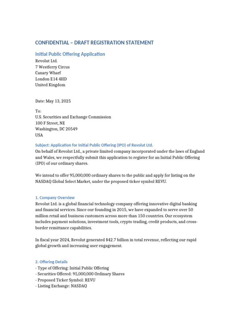 Revolut IPO Application | PDF | Initial Public Offering | Regulatory  Compliance