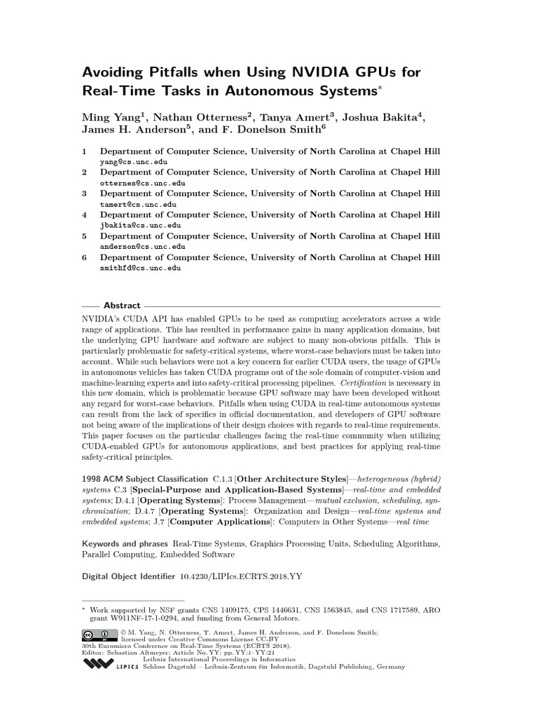 NVIDIA GPU Pitfalls in Real-Time Systems | PDF | Graphics Processing ...