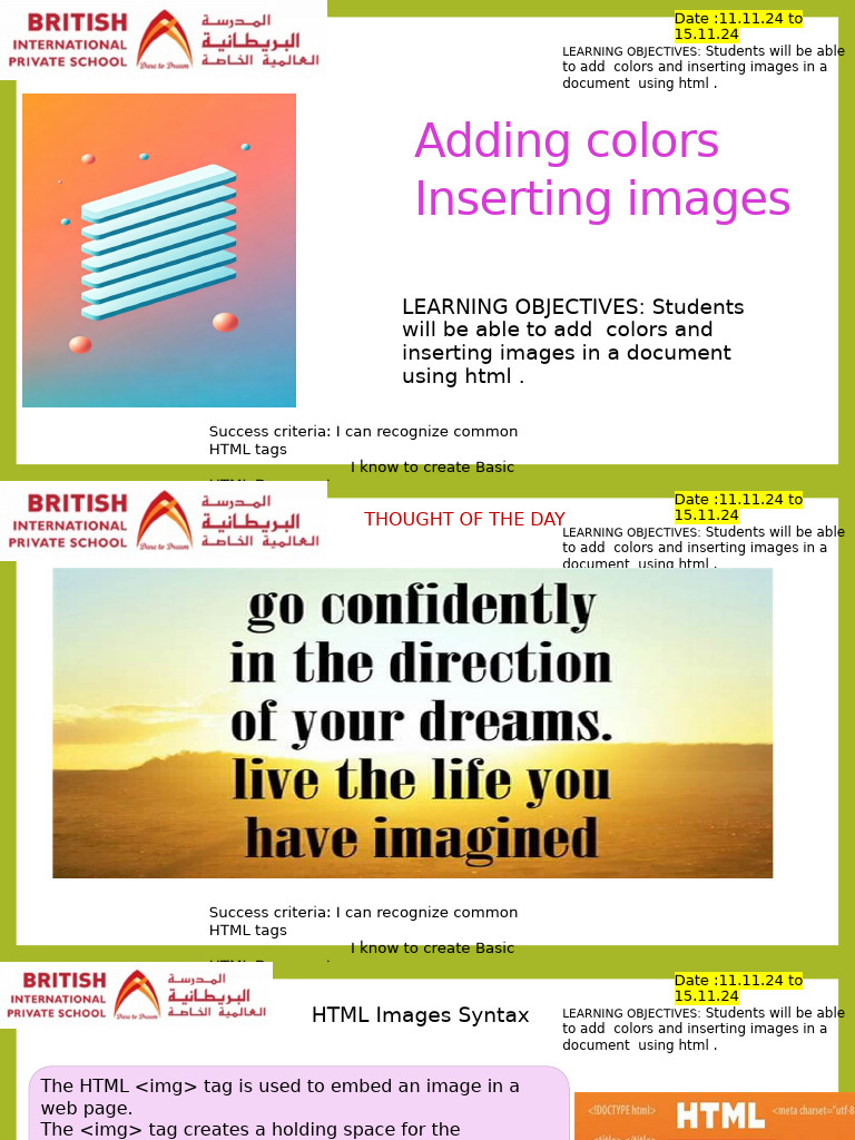 HTML Adding Color and Image | PDF | Html | Html Element