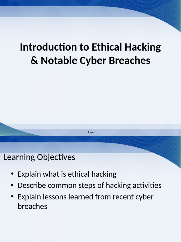 Introduction To Ethical Hacking | PDF | Security Hacker | Security